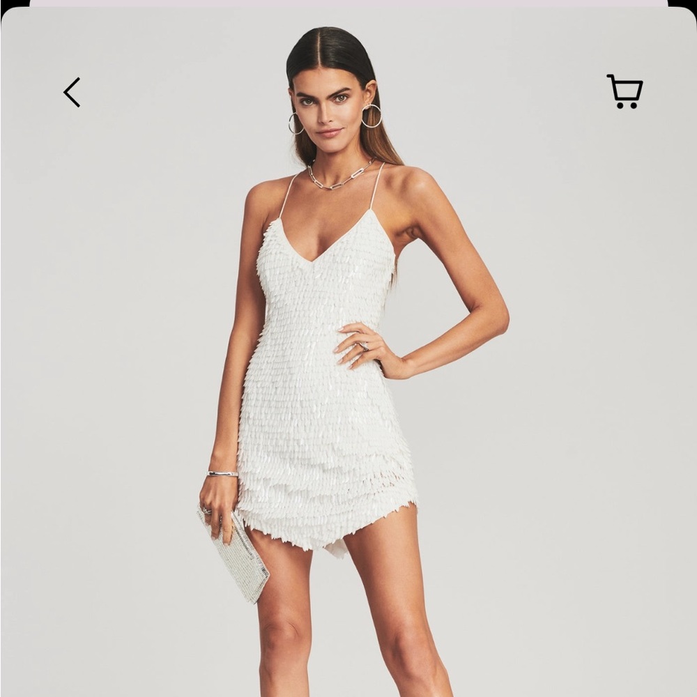 Retrofete Sirena feather sequin dress size M - white bridal reception dress